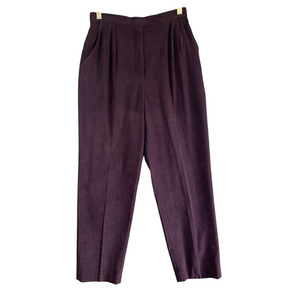 HARVE BENARD Vintage Purple Pantsuit Button Front Top Pleated Pants Size 8 FLAW - Picture 3 of 14